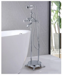 Смеситель для ванны/душа ABBER Klassik напольный, двухвентильный, неповоротный, длина излива 150 мм, латунь, цвет хром