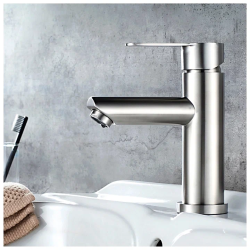 Смеситель для раковины/умывальника LEDEME однорычажный, неповоротный, длина излива 118 мм, нержавеющая сталь, цвет хром