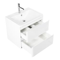 Тумба под раковину BelBagno Albano 70, 70х45х52 см, подвесная, 2 выкатных ящика, МДФ, цвет: белый глянцевый, шкафчик навесной, механизм доводчика, прямоугольная