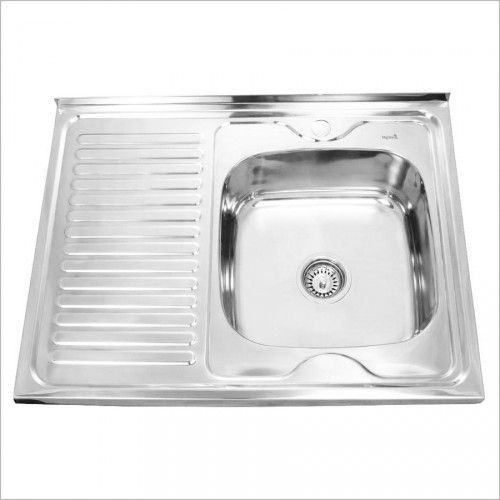 Мойка Sink Light, 80х60 см, толщина 0.6 мм, с левым крылом, с сифоном, накладная, нержавеющая сталь, прямоугольная, цвет полированная, отверстие под смеситель, для кухни, прямая, встроенная
