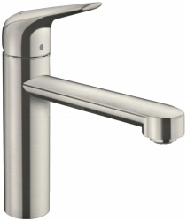 Смеситель для кухни/мойки Hansgrohe Focus M42, 120 1jet, однорычажный, керамический, с поворотным изливом, длина 19,8 см, латунь, цвет под сталь