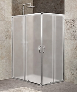 Душевой уголок BelBagno Unique, 115х90 см, без поддона, прямоугольный, угловой, стекло текстурное, (без сифона) без крыши, раздвижной, стеклянный, алюминиевый профиль (хром)