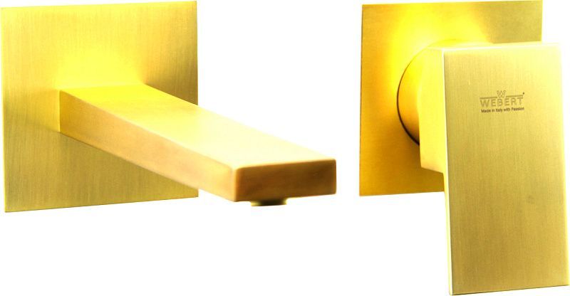 Смеситель для раковины Webert Pegaso однорычажный, настенный, неповоротный, длина 165 мм, латунь, цвет золото