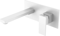 Смеситель для биде Boheme Uno, однорычажный, неповоротный, керамический, длина излива 130 мм, латунь, цвет белый/хром