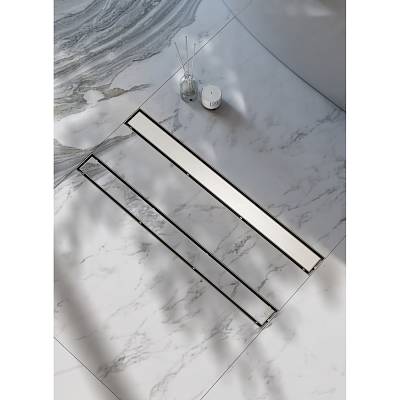 Водоотводящий желоб Raglo R652.70.05 с двухсторонней решеткой под плитку 700 мм, цвет сатин, поворотный сифон 360°, DN 50 