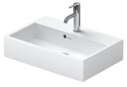 Раковина DURAVIT Vero Air WonderGliss 60х40х16,5 см, подвесная, прямоугольная, санфарфор, шлифованная, цвет белый, без отверстия под смеситель, антигрязевое покрытие, без перелива