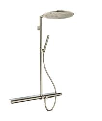 Душевая система Axor ShowerSolutions Showerpipe 800 1jet, высота 104,4 см, цвет: полированный никель, комплект: верхний душ/термостат для душа/ручной душ/штанга для душа/держатель для душа, наружного монтажа, настенная, латунная