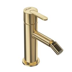 Смеситель для биде Cezares Leaf, однорычажный, низкий, длина излива 105 мм, неповоротный, керамический, латунь, цвет золото, с донным клапаном