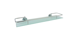 Полка стеклянная 1-ярусная Haiba, настенная, форма прямоугольная, металл/стекло, в ванную/туалет/душевую кабину, под зеркало, цвет хром