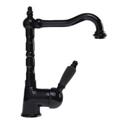 Смеситель для раковины Cezares Elite, однорычажный, высокий, длина излива 180 мм, поворотный, керамический, латунь, цвет черный матовый, с донным клапаном