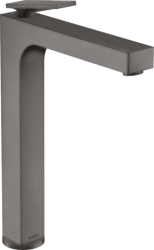Смеситель для раковины/умывальника Axor Citterio 280, однорычажный, с рычаговой рукояткой с текстурой, фиксированный излив, длина излива 20 см, керамический, латунь, цвет шлифованный черный хром, со сливным гарнитуром