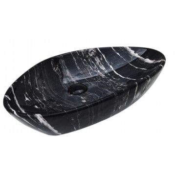 Раковина GID Mnc206 59х13х39 накладная, овальная, керамическая/фарфоровая, цвет черный под камень, без отверстия под смеситель, без слива-перелива