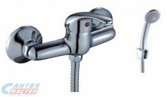 Смеситель для душа Rossinka A однорычажный, керамический, настенный, с аксессуарами, без излива, с лейкой, шлангом, латунь хром