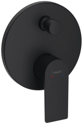 Смеситель для ванны Hansgrohe Rebris E скрытого монтажа, настенный/встраиваемый, однорычажный, латунный, без излива, керамический, круглый, цвет матовый черный, без душевого шланга/лейки