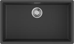Мойка кухонная Omoikiri Yamakawa 75T-Integra-BL, 75,6х45,6 см, врезная, из искусственного гранита (Tetogranit), прямоугольная, цвет черный, без отверстия под смеситель, без крыла, слив-перелив