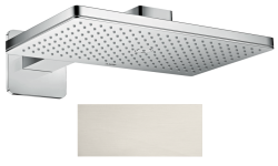 Верхний душ AXOR ShowerSolutions 460/300 2jet, с держателем, с квадратной розеткой, настенный монтаж, прямоугольный, с 2 режимами, размер 46,6х30 см, металлический, цвет: под сталь, для душа/ванной
