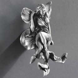 Крючок двойной Art&Max Fairy, настенный, форма нестандартная, латунь, для полотенец в ванную/туалет/душевую кабину, цвет серебро, на стену, двойной, крючок для полотенец