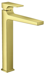 Смеситель для раковины Hansgrohe Metropol 260 однорычажный, фиксированный излив, длина 20,4 см, керамический, латунь, цвет полированное золото, со сливным клапаном Push-Open