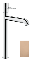 Смеситель для раковины/умывальника Axor Uno 250, однорычажный, с рукояткой-петлей, фиксированный излив, длина излива 20,1 см, керамический, латунь, цвет шлифованное красное золото, с незапираемым сливным набором