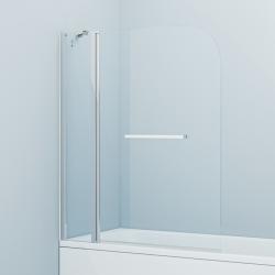 Душевая шторка на ванну IDDIS Ray 120х140 см, прозрачное стекло, профиль хром, двухстворчатая, распашная дверь, плоская/панель, правая/левая, правосторонняя/левосторонняя, универсальная