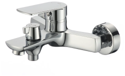 Смеситель для ванны/душа IDDIS Plank, однорычажный, настенный, неповоротный, керамический картридж, длина излива 172 мм, латунь, цвет хром