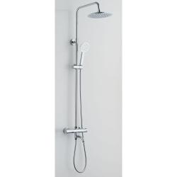Душевая система Melodia Rock наружного монтажа, высота 1400 мм, цвет хром, комплект: смеситель термостатический/излив/тропический душ (с верхней лейкой)/стойка/лейка/шланг, латунь MSC00110С