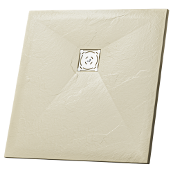 Душевой поддон RGW Stone Tray ST-Be, 80х80х2,5 см, квадратный, из искусственного камня, низкий, бежевый, с антискользящим рельефным покрытием, без бортика