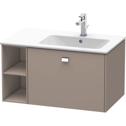 Тумба под раковину Duravit Brioso, 82х47,9х44,2 см, подвесная, 1 выдвижной ящик, с открытой полкой справа, ДСП, цвет: базальт/хром, шкафчик навесной, механизм доводчика, прямоугольная, правая, в ванную комнату