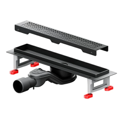 Душевой трап (лоток) AM.PM MasterFlow 400 мм комбинированный затвор, с черной матовой решеткой, выходная труба 40/50 мм, линейный