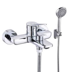 Смеситель для ванны/душа VIEIR настенный, однорычажный, неповоротный, керамический, длина излива 187 мм, латунь, цвет хром