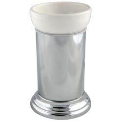 Стакан Migliore Mirella, с держателем, настольный, латунь/керамика, форма округлая, для зубных щеток в ванную/туалет/душевую кабину, цвет хром