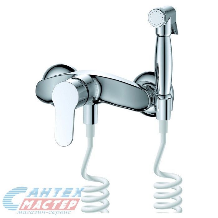 Смеситель D&K Marx Rhein однорычажный, керамический, настенный, с гигиеническим душем, латунь хром, горизонтальный, фиксированный, однорукий, кран, комплект, сантехника, размер, характеристики, высота, расстояние (Д&K)