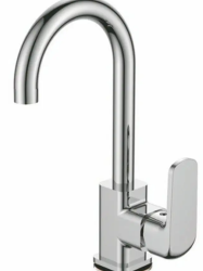 Смеситель для кухни/мойки LEDEME, однорычажный, поворотный, керамический, длина излива 187 мм, силумин, цвет хром