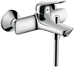Смеситель для ванны Hansgrohe Novus настенный, наружнего/внешнего монтажа, однорычажный, неповоротный, латунный, длина излива 19,2 см, керамический, цвет хром, без душевого шланга/лейки, на 2 отверстия