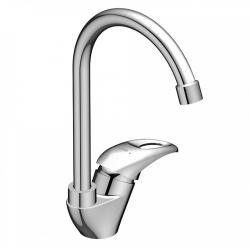 Смеситель для кухни/мойки Dorff Comfort однорычажный, с поворотным изливом, керамический, длина 155 мм, полимер, цвет хром