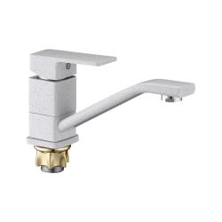 Смеситель для кухни/мойки G-lauf однорычажный, поворотный, керамический, с изливом, длина 158 мм, латунь, цвет белый гранит GOR4-B058KW