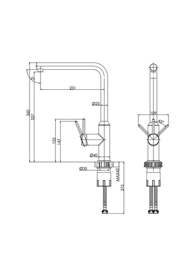 Смеситель для кухни/мойки Cersanit Flavis однорычажный, поворотный излив, керамический, высота 327 мм, длина 231 мм, латунь, цвет глянцевый хром