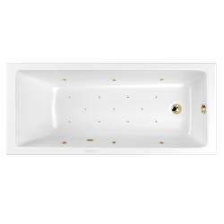 Ванна Whitecross Wave Slim Relax, 150х70 см, акриловая, цвет- белый/золото, гидромассажная/аэромассажная, каркас, слив-перелив, прямоугольная, левосторонняя/правосторонняя, левая/правая, встраиваемая/приставная