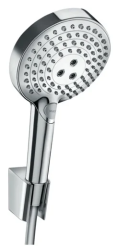 Душевой гарнитур Hansgrohe Raindance Select S 120 3jet PowderRain Porter, длина 160 см, лейка круглая, комплект: ручной душ/держатель для душа/шланг для душа, пластиковый, цвет хром, наружного монтажа, настенный, для душа/ванной