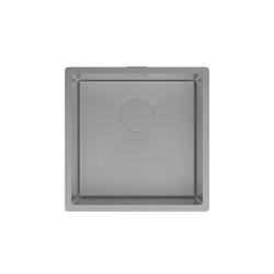 Мойка кухонная IDDIS Edifice, 44х44х20 см, нержавеющая сталь, квадратная, цвет графит,, без отверстия под смеситель, без крыла, слив-перелив, врезная в столещницу, для кухни