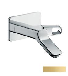 Смеситель для раковины Axor Urquiola, однорычажный, настенный/встраиваемый, скрытого монтажа, фиксированный излив, длина излива 20 см, керамический, латунь, цвет полированное золото, незапираемый сливной набор