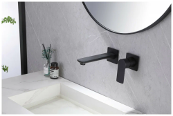 Смеситель для раковины/умывальника ABBER Insel скрытого монтажа, однорычажный, квадратный, неповоротный, длина излива 183 мм, латунь, цвет черный матовый