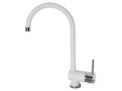 Смеситель для кухни ALVEUS ARC 110 ARCTIC - G11 однорычажный, поворотный, керамический, высокий излив, высота излива 23,3 см, латунь, покрытие гранит, цвет белый