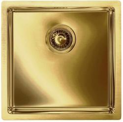 Мойка кухонная ALVEUS QUADRIX MONARCH 30 BRONZE 45х45х20 см, слив 90, врезная вровень со столешницей, нержавеющая сталь с PVD покрытием, квадратная, цвет бронза, без отверстий под смеситель
