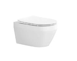 Унитаз подвесной Aquatek Лея, белый, горизонтальный (в стену) выпуск, с быстросъемным сиденьем микролифт, дюропласт, безободковый, смыв торнадо, под скрытый бачок