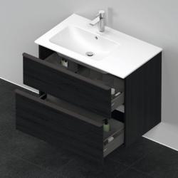 Тумба под раковину Duravit D-Neo, 81х46,2х62,5 см, подвесная, 2 выдвижных ящика, ДСП, цвет: дуб черный, шкафчик навесной, прямоугольная, правая/левая, для раковины ME by Starck # 234583, в ванную комнату