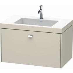 Тумба c раковиной Duravit Brioso, 80х48х50,2 см, подвесная, 1 выдвижной ящик, ДСП, цвет: серо-коричневый/хром /Vero Air, мебельная, прямоугольная, цвет белый, фарфоровая, 1 отверстие под смеситель, без перелива