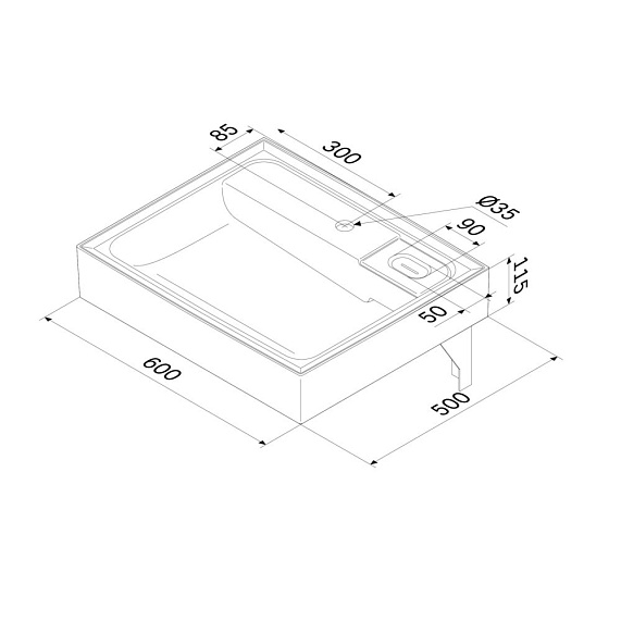 Раковина над стиральной машиной 60 AM.PM X-Joy 600х500х115 мм, подвесная (кронштейны в комплекте - 2 шт), прямоугольная, цвет белый, из литьевого мрамора, с бортиком, скрытым сливом и съемной мыльницей
