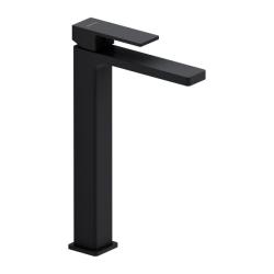 Смеситель для раковины/умывальника Damixa Gala, однорычажный, неповоротный, керамический, высокий, длина излива 150 мм, латунь, цвет черный матовый