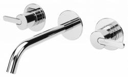 Смеситель для раковины Cezares Leaf, встраиваемый, двухвентильный, длина излива 220 мм, неповоротный, керамический, латунь, цвет хром, без донного клапана, внутренний/скрытый монтаж